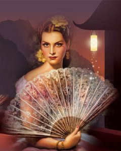 DAMA CON ABANICO